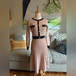 Chicwish Pink and Black Long Sleeve Dress